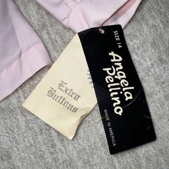 Vintage Blouse Floral Appliqué Women's Size 14 Pink Long Sleeve Button Shirt Top - Picture 5 of 9